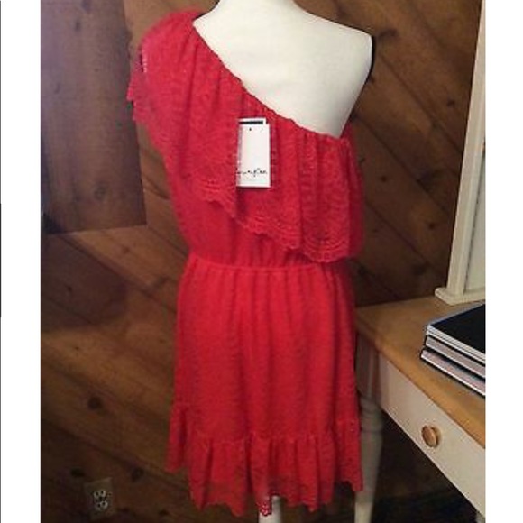 New LOVE FIRE CLOTHING Coral Lace Ruffle DRESS XL - Picture 3 of 12